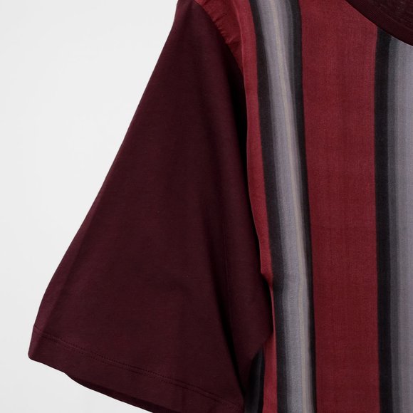 Dries Van Noten Burgundy Striped Silk Tee - Picture 5 of 7